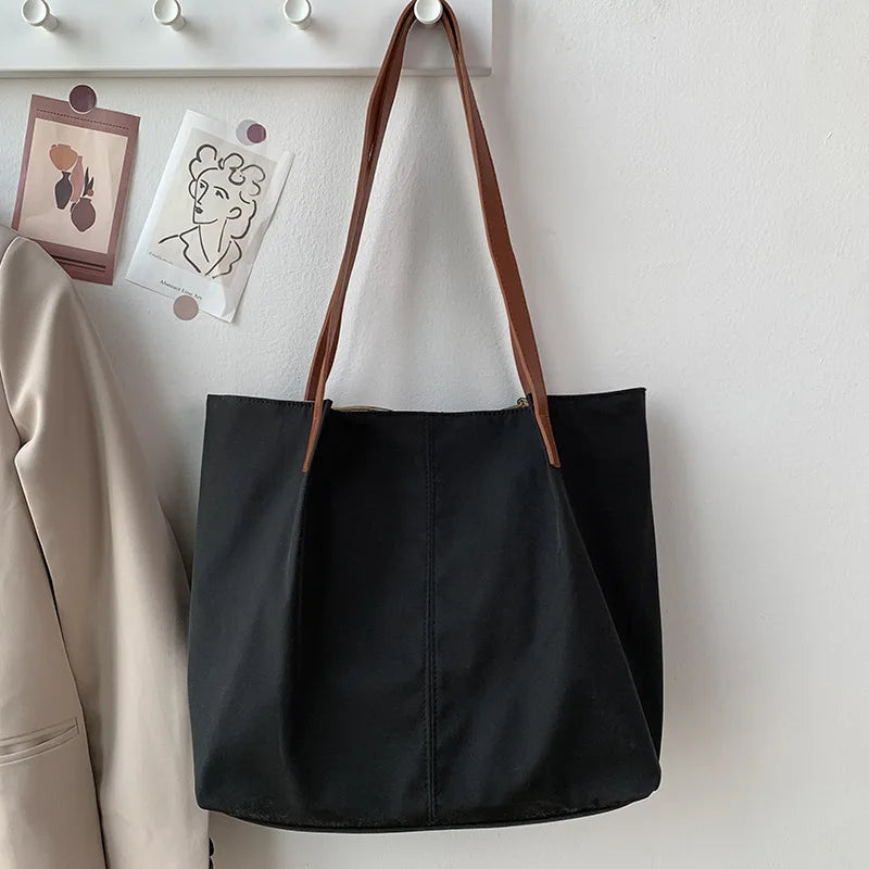 Women's Classic Shoulder Bag Waterproof Tote Lady Student Nylon Canvas