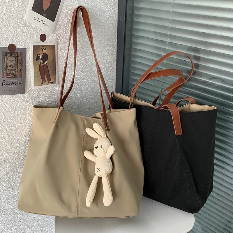 Women's Classic Shoulder Bag Waterproof Tote Lady Student Nylon Canvas