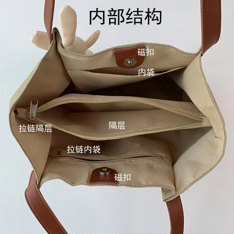 Women's Classic Shoulder Bag Waterproof Tote Lady Student Nylon Canvas