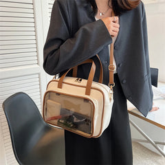 Small PU Leather Crossbody Bag Women Double Zipper Tote Shoulder Handbag