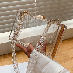 Clear Acrylic Women Handbag Chain Messenger Bag