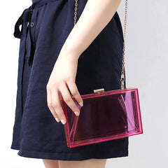 Clear Acrylic Women Handbag Chain Messenger Bag