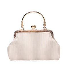 Women Shoulder Bag Leather Metal Handbag Small Crossbody Chain Dinner Bag