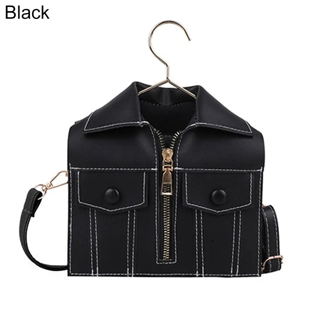 Retro PU Leather Shoulder Bag Funny Coat Hanger Design
