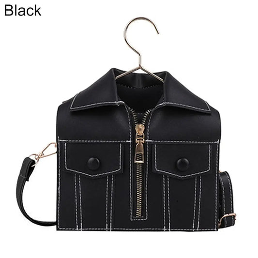 Retro PU Leather Shoulder Bag Funny Coat Hanger Design