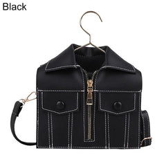 Retro PU Leather Shoulder Bag Funny Coat Hanger Design