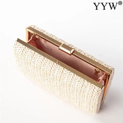 Woven Straw Clutch Bag for Women Wedding Party Handbag