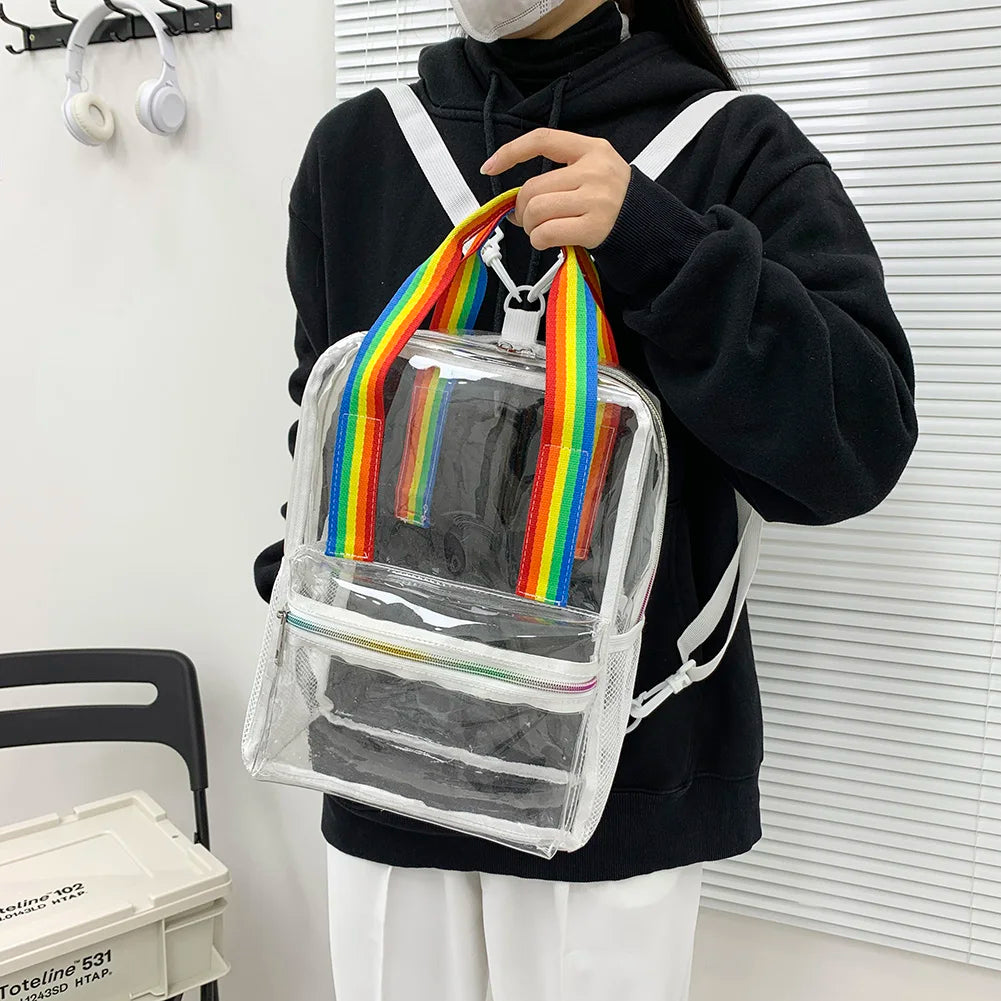 Transparent Backpack for College Students Women Waterproof Schoolbag