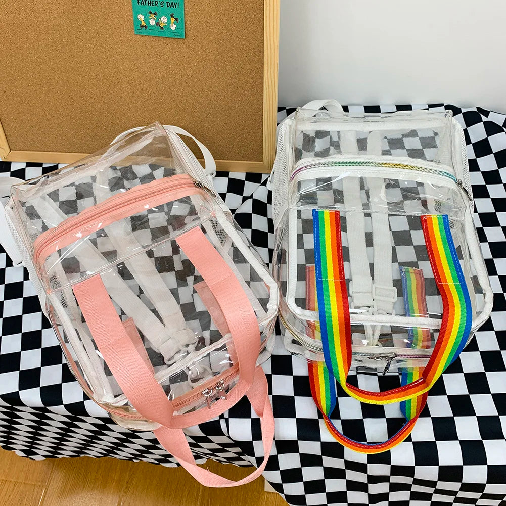College Students Transparent Backpacks Women Backpack Waterproof