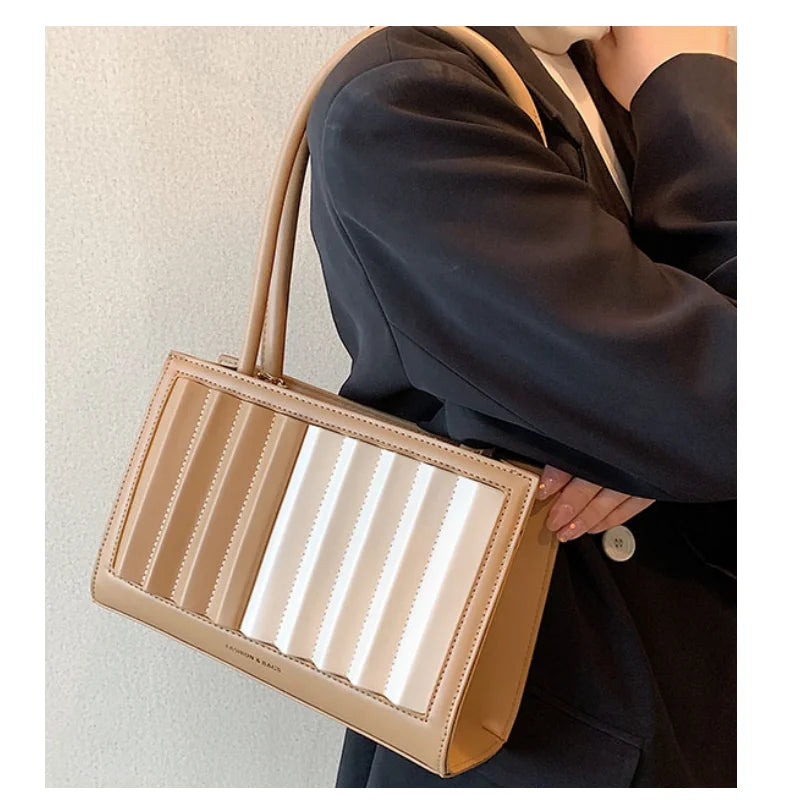 PU Leather Pleated Shoulder Bag Small Underarm Bag For Women