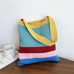 Colorful Striped Knitted Handbag Women's Shoulder Bag