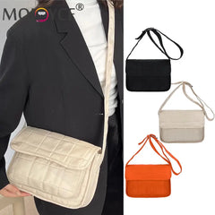 Embroidered Rhombus Thread Flap Handbag