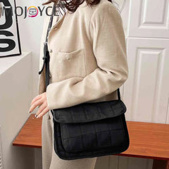 Embroidered Rhombus Thread Flap Handbag