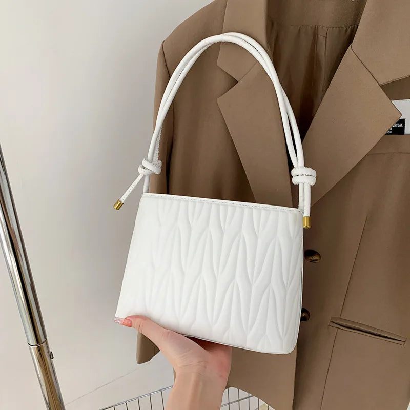 Embroidered Thread Womens Shoulder Bag Travel Purse Bucket Bag