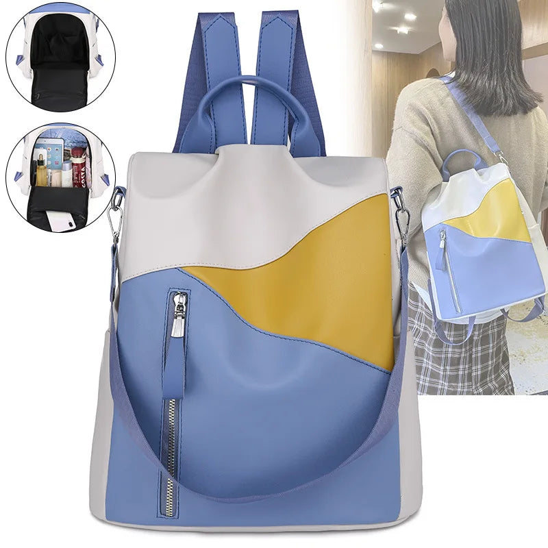 PU Soft Leather Women Backpack Casual Large-capacity Anti-theft Travel Bag