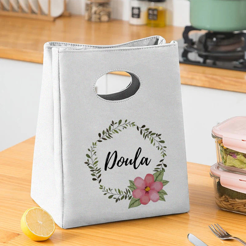 Garland Print Lunch Bag for Women Portable Lunchbags Thermal Breakfast Box
