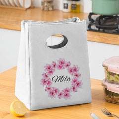 Garland Print Lunch Bag for Women Portable Lunchbags Thermal Breakfast Box