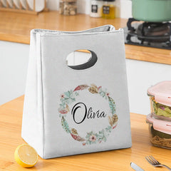 Garland Print Lunch Bag for Women Portable Lunchbags Thermal Breakfast Box