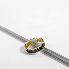 Copper Gold-Plated Baguette CZ Crystal Stone Ring