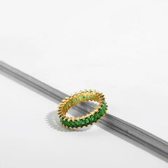 Copper Gold-Plated Baguette CZ Crystal Stone Ring