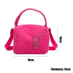 Corduroy Bag Women Shoulder Handbag Crossbody Bucket Bag