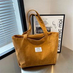 Corduroy Large Capacity Outdoor Shopping Bag Handbags Shoulder Bag Totes Bag