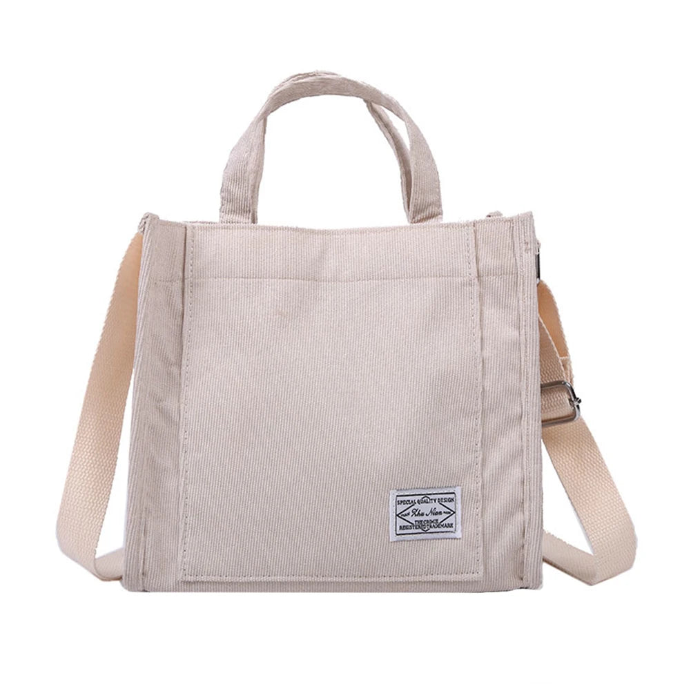Corduroy Messenger Bag Women Solid Shoulder Winter Casual