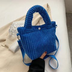 Corduroy Women's Shoulder Bag Versatile Bucket Handbag