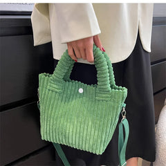 Corduroy Women's Bucket Shoulder Bag Nylon Crossbody Bag