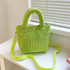 Corduroy Women's Bucket Shoulder Bag Nylon Crossbody Bag