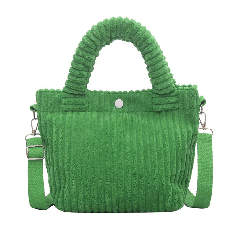 Corduroy Women's Bucket Shoulder Bag Nylon Crossbody Bag