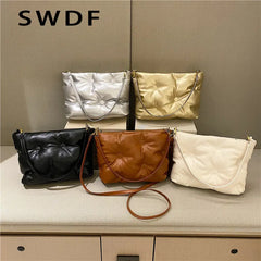 Quilted Crossbody Bag for Women Padded Shoulder Tote Purse