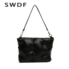 Quilted Crossbody Bag for Women Padded Shoulder Tote Purse
