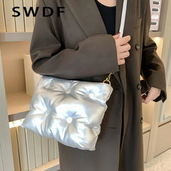 Quilted Crossbody Bag for Women Padded Shoulder Tote Purse