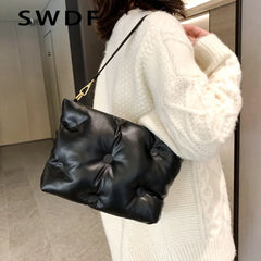 Quilted Crossbody Bag for Women Padded Shoulder Tote Purse