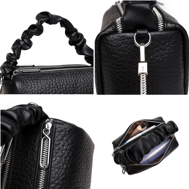 Cow Leather Chain Women Shoulder Crossbody Bags Ladies Tote Sac Handbags