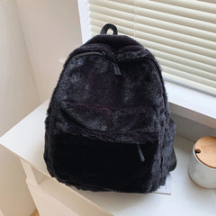Cow Leopard Animal Print Backpack Women Travel Plush Shoulder Bag