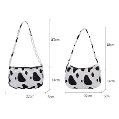 Cow Milk Printed Women Handbag Nylon Underarm Shoulder Bags