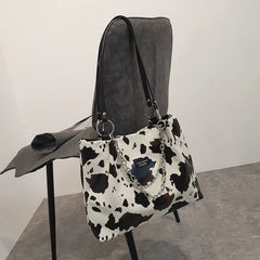 Cow Pattern Women's Shoulder Bag Chain Large Tote