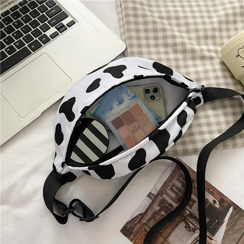 Cows Print Waist Pack Fanny Pack for Women Girls Small Adjustable Hip Pack Bum B