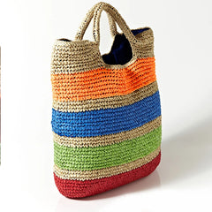 Colorful Straw Beach Bag Tasselled Women Travel Handbag