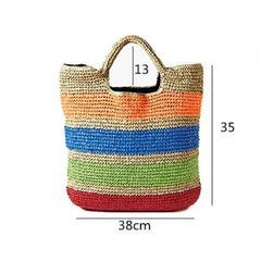 Colorful Straw Beach Bag Tasselled Women Travel Handbag