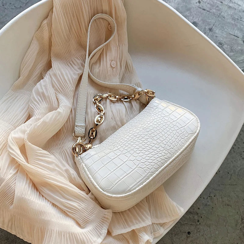 Crocodile Pattern Mini PU Leather Shoulder Bag for Women