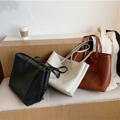 Crocodile Pattern Women Commute Tote Bags Large Capacity Shoulder Handbags