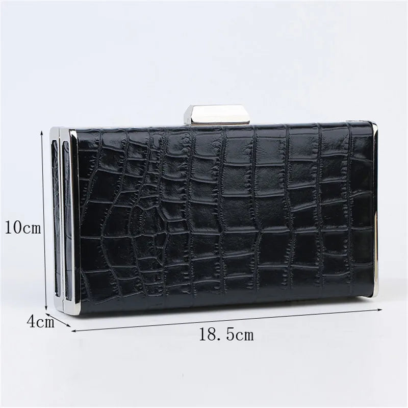 Crocodile Women Chain Messenger Bag PU Leather Clutch Envelope Party Bags
