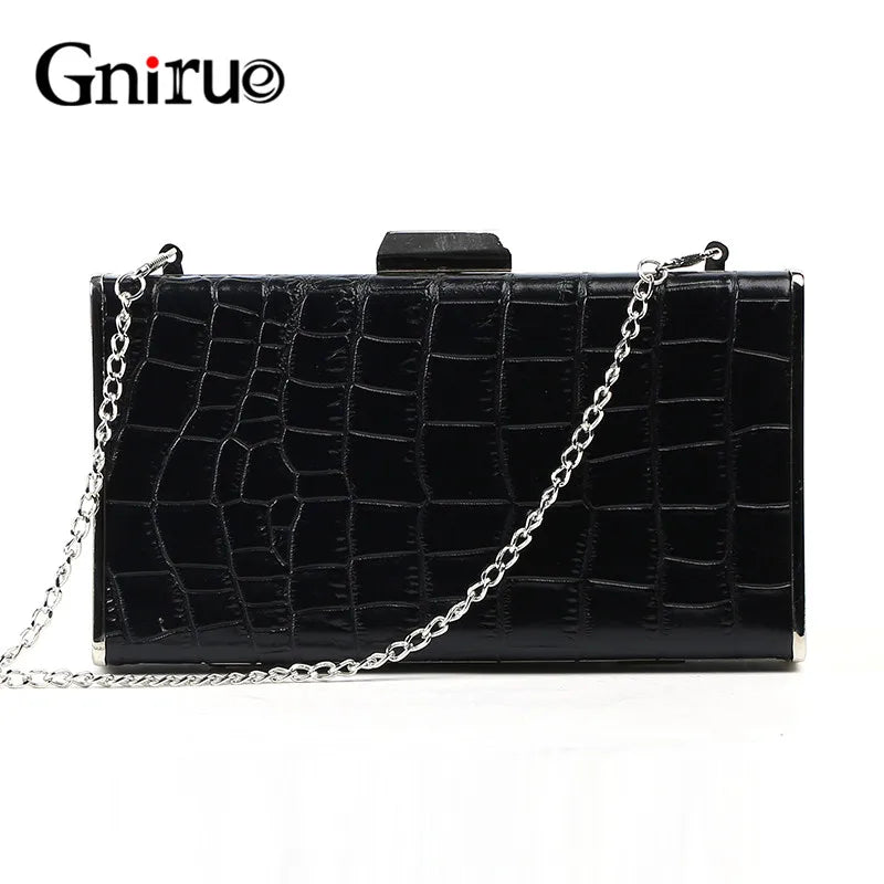 Crocodile Women Chain Messenger Bag PU Leather Clutch Envelope Party Bags