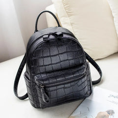 Crocodile Women Backpack Small Schoolbags For Girls Daypack Bagpack PU Leather F