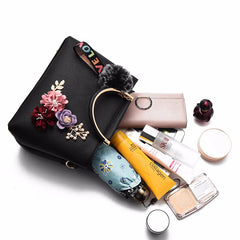 Crossbody Bag PU Leather Flower Fur Ball Shoulder Messenger Bags