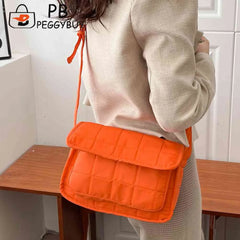 Crossbody Bag Rhombus Embroidery Thread Flap Women Handbags Adjustable Strap