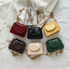 Small Square Crossbody Bag Korean Summer Style Chain Embossed Stone Grain
